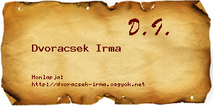 Dvoracsek Irma névjegykártya